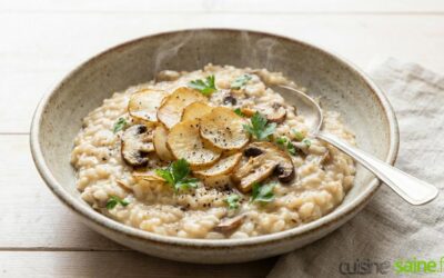 Risotto onctueux aux topinambours et champignons bio