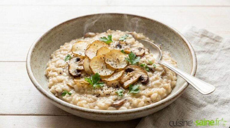 Risotto onctueux aux topinambours et champignons bio