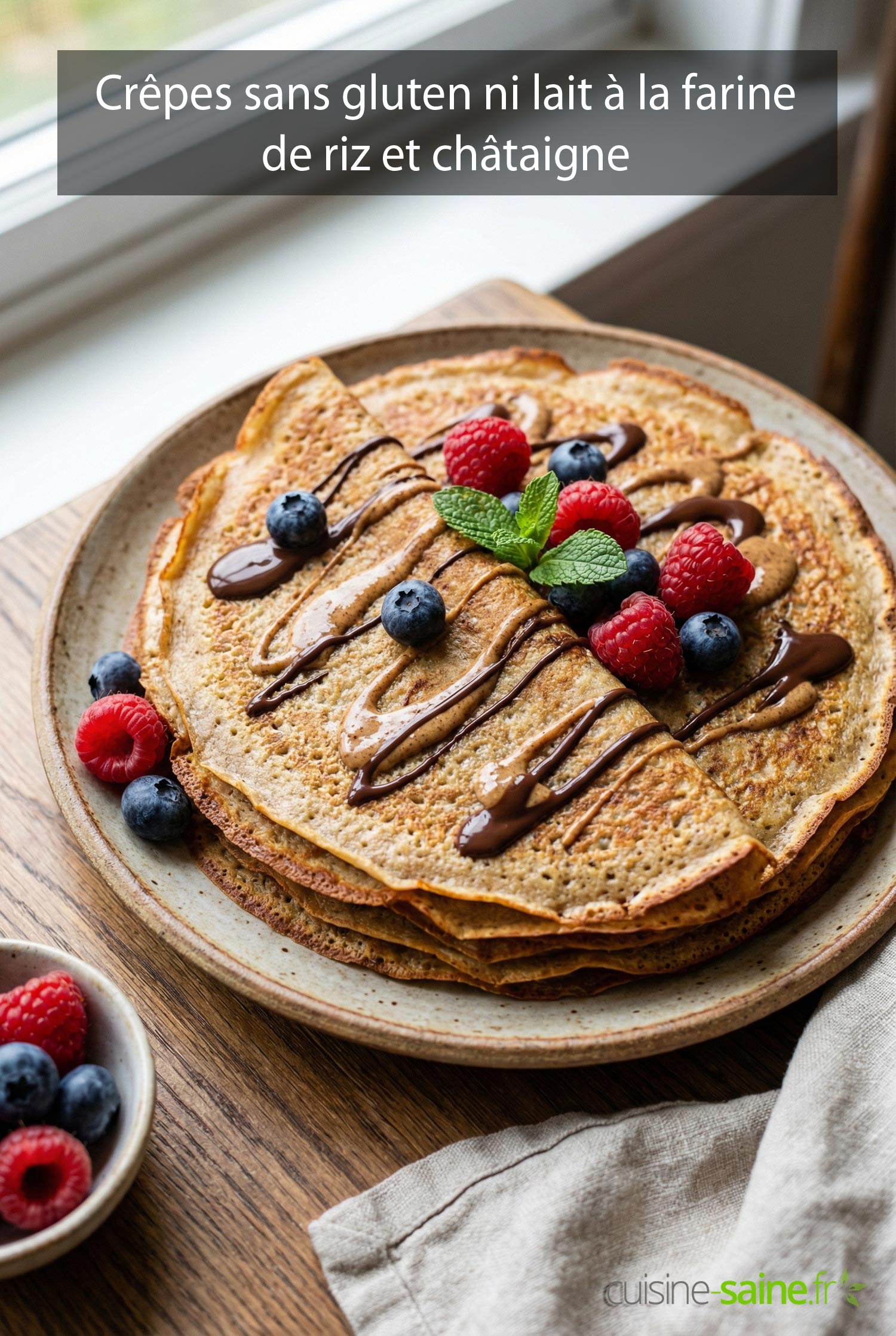 Crêpes sans gluten ni lait à la farine de riz et châtaigne