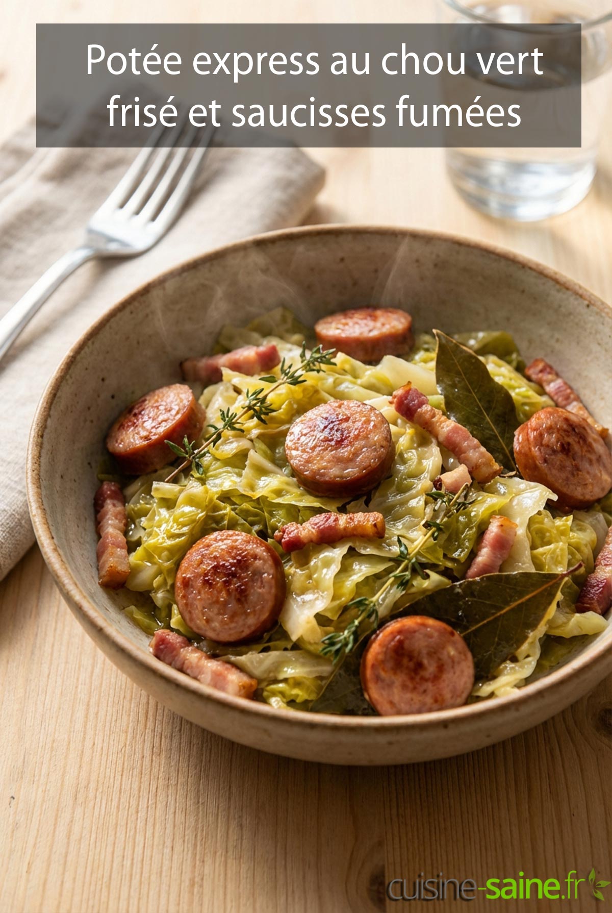Potée express au chou vert frisé et saucisses fumées