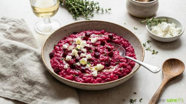 Recette de risotto de betterave sans gluten ni lactose