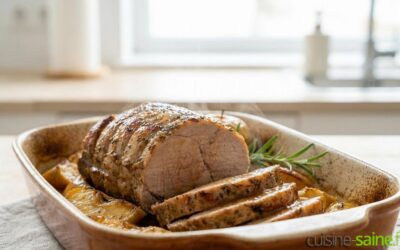 Rôti de veau aux pommes miel et herbes de Provence