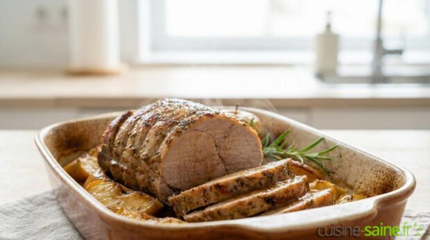 Rôti de veau aux pommes miel et herbes de Provence