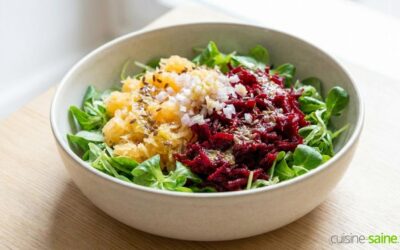 Salade bicolore croquante : navet et betterave crue