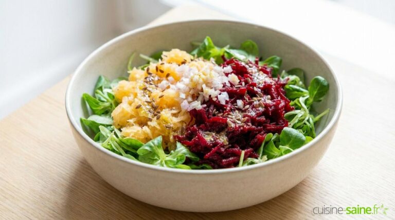 Salade bicolore croquante : navet et betterave crue