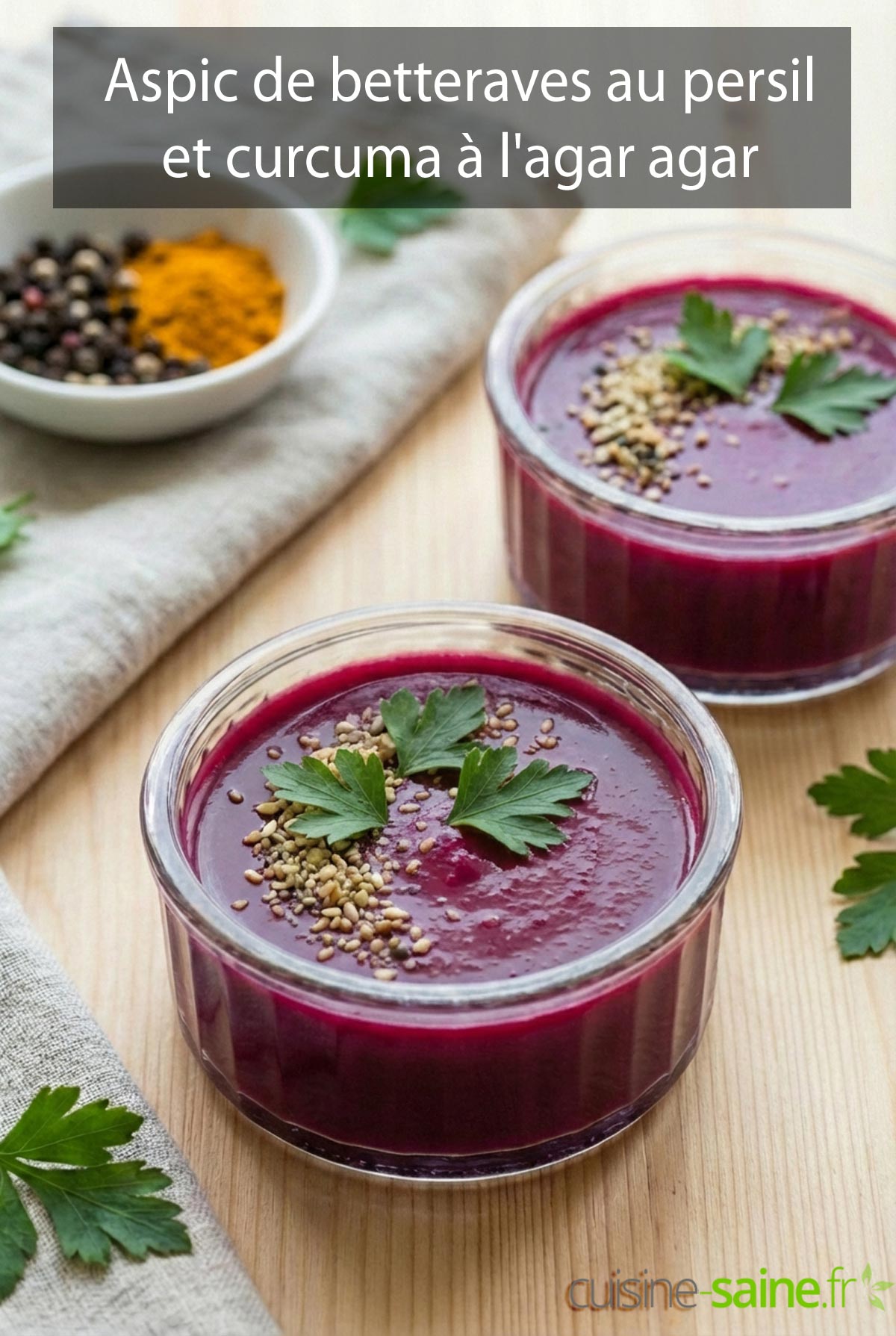Aspic de betteraves au persil et curcuma à l'agar agar