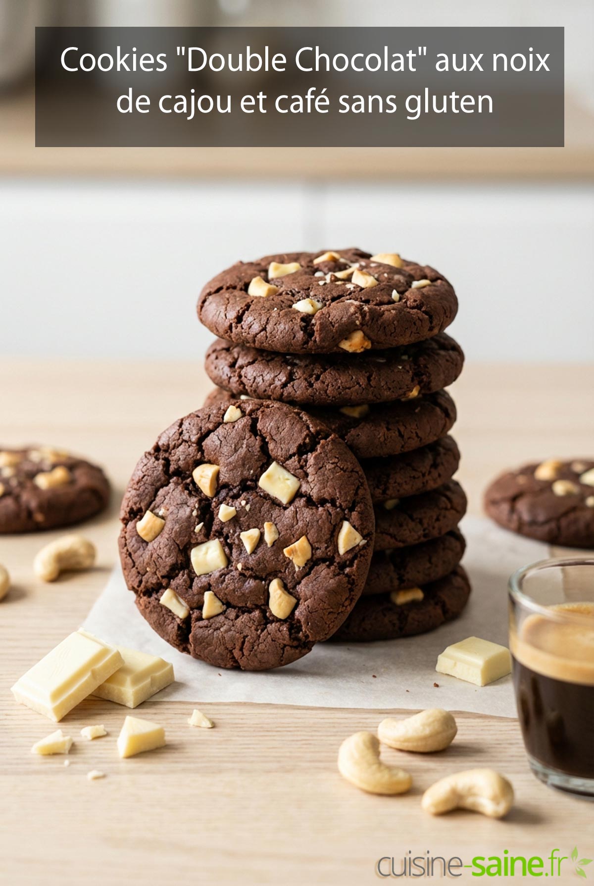 Cookies "Double Chocolat" aux noix de cajou et pointe de café sans gluten