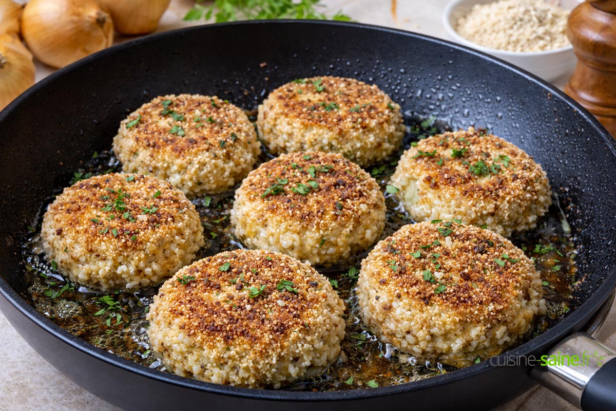 Croquettes croustillantes de riz aux oignons et amandes