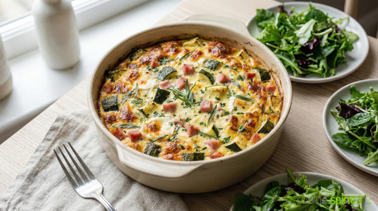 Flan de courgette au jambon blanc sans gluten ni lactose