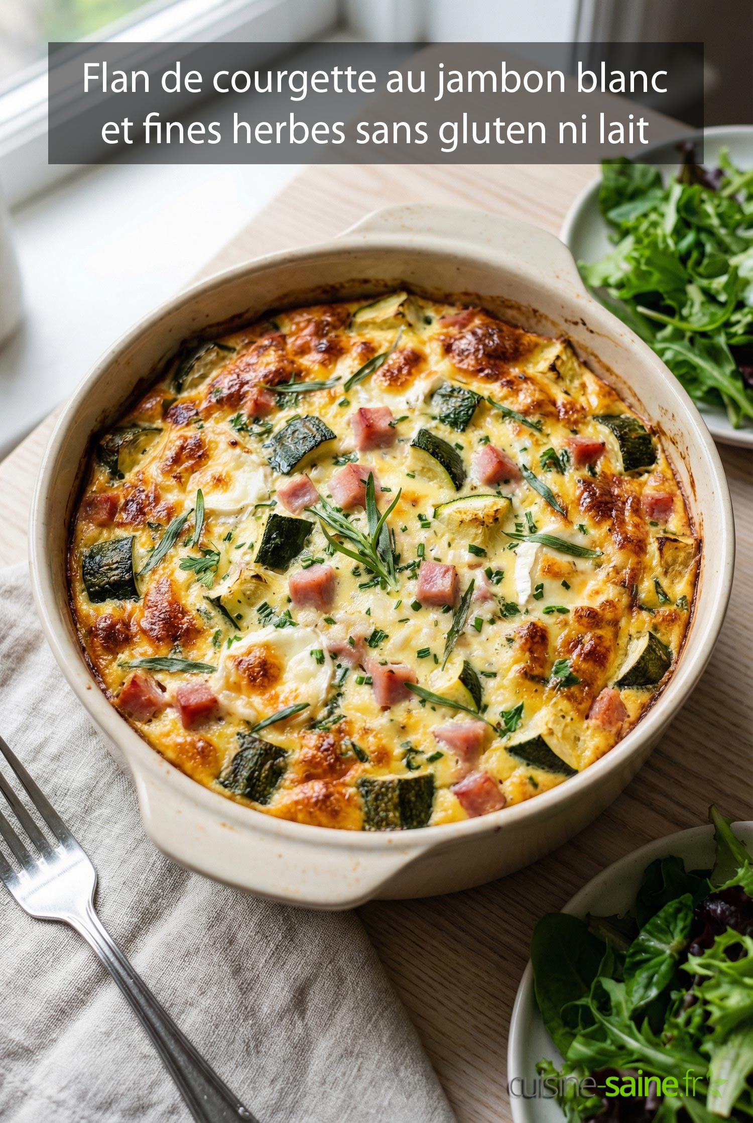 Flan de courgette au jambon blanc sans gluten ni lactose