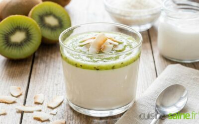 Panna cotta végétale coco-amande et son coulis de kiwi