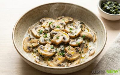 Fricassé de champignons au tartare d’algues