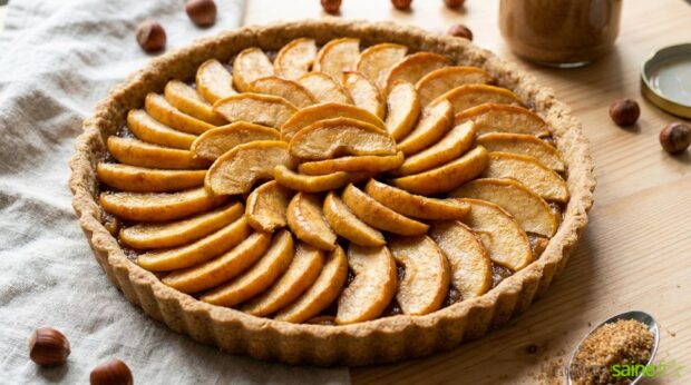 Tarte aux pommes sans gluten saveur noisette