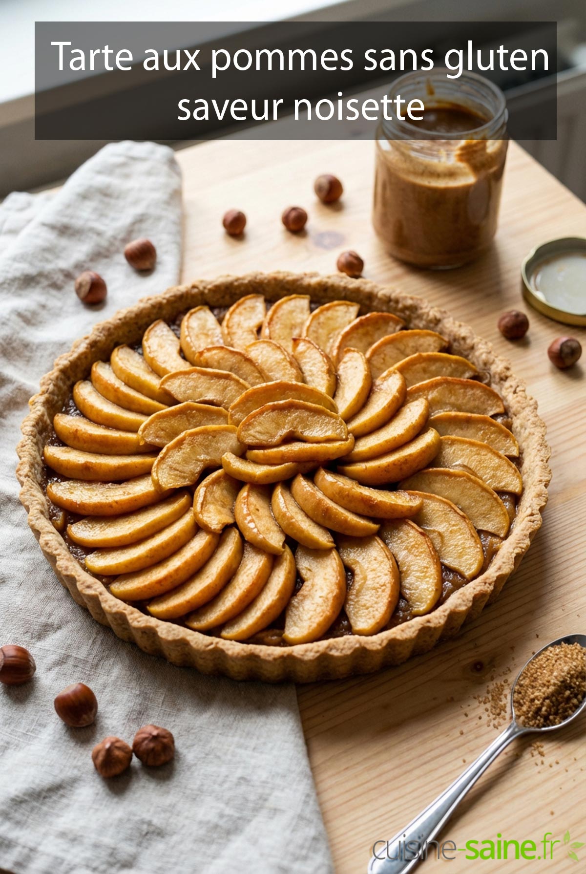 Tarte aux pommes sans gluten saveur noisette