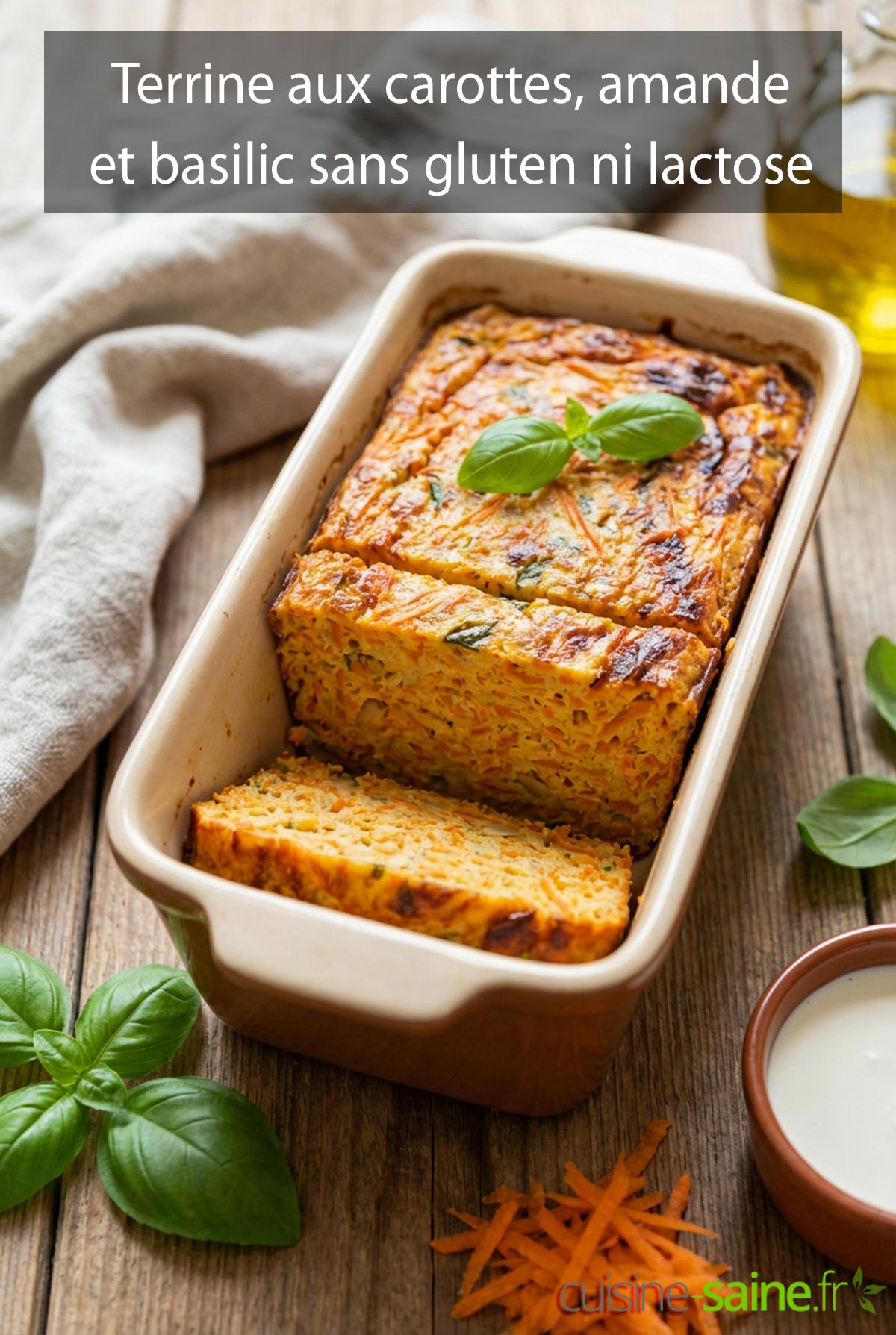 Terrine aux carottes, amande et basilic (sans gluten ni lactose)