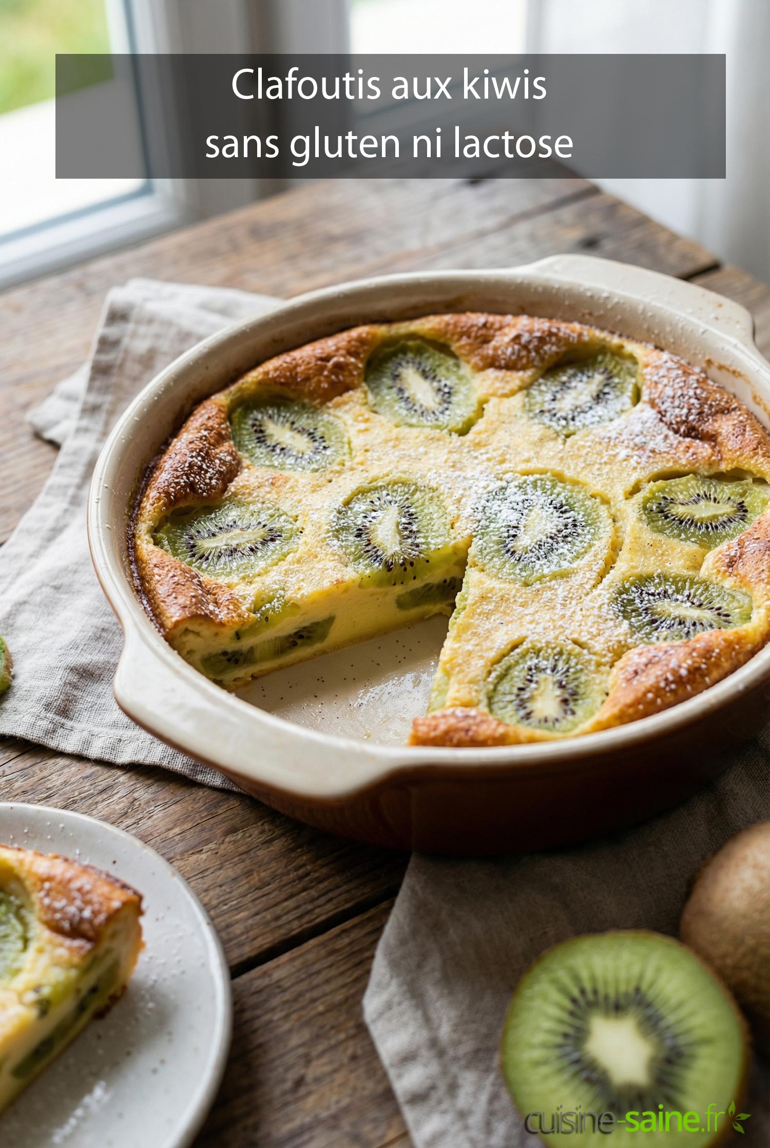 Clafoutis aux kiwis sans gluten ni lactose