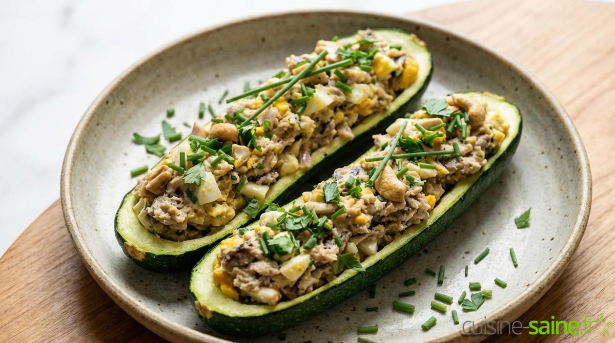 Courgettes farcies aux sardines sans gluten sans lactose