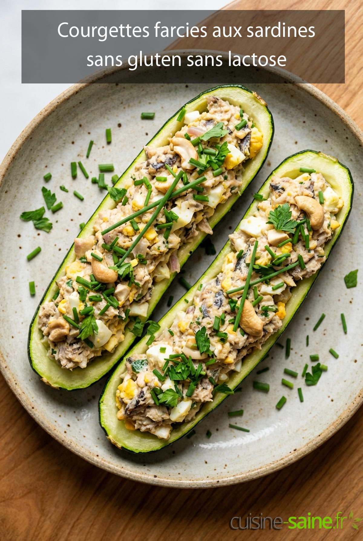 Courgettes farcies aux sardines sans gluten sans lactose