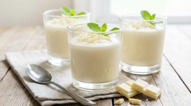 Crème mousseuse au chocolat blanc et tofu soyeux