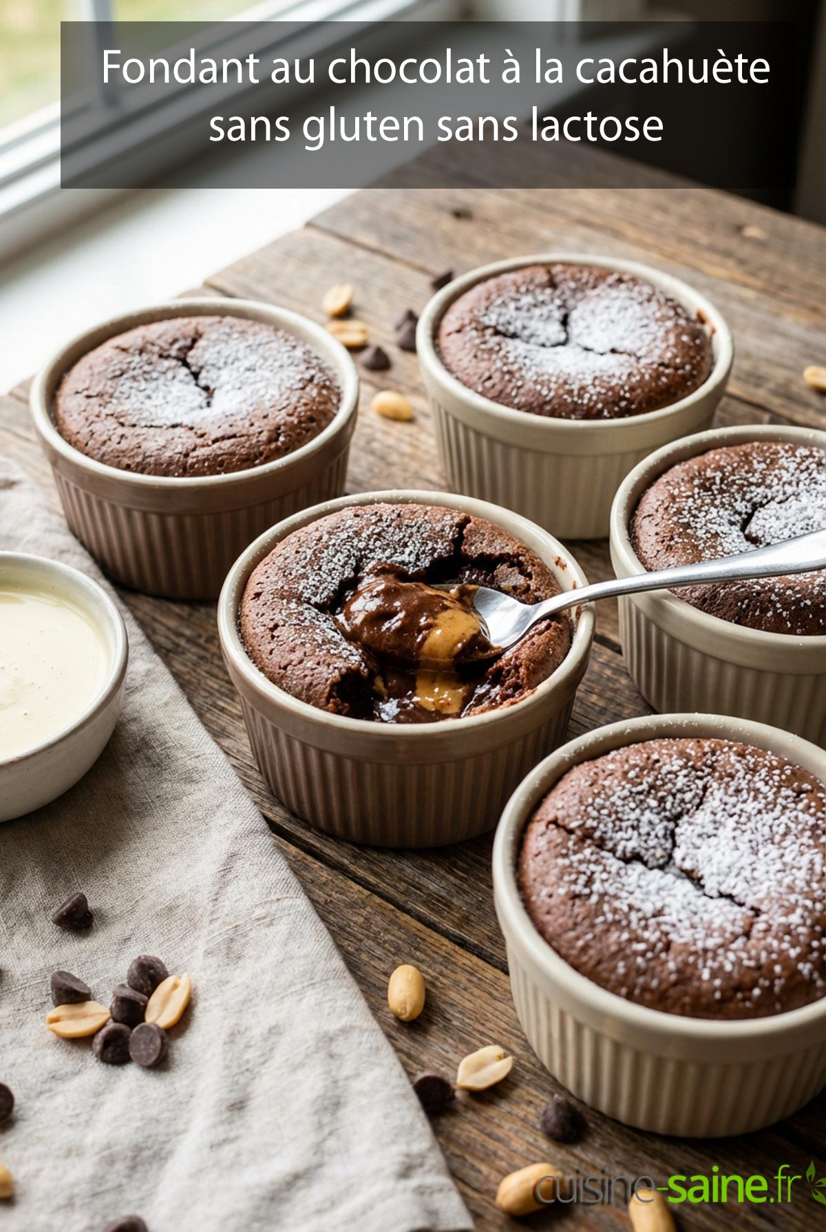 Fondant au chocolat à la cacahuète sans gluten sans lactose