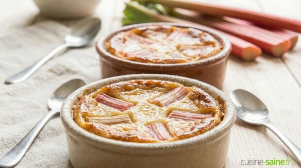 Clafoutis à la rhubarbe sans gluten sans lait cuisson vapeur