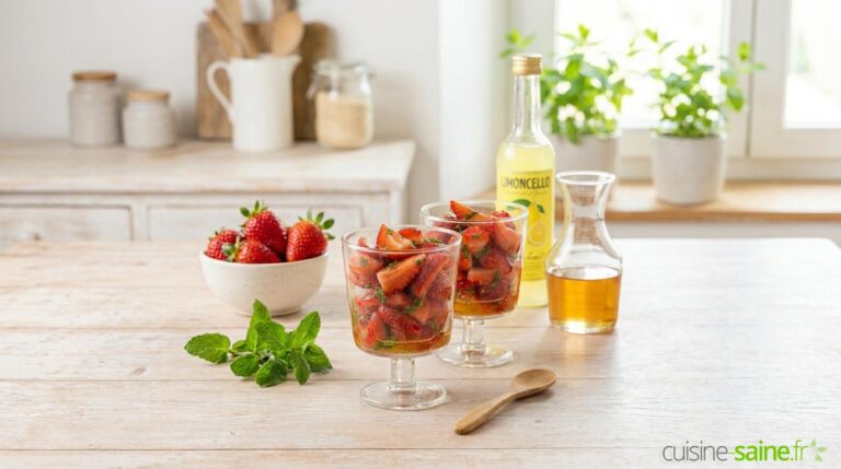 Verrine de fraises au limoncello et menthe