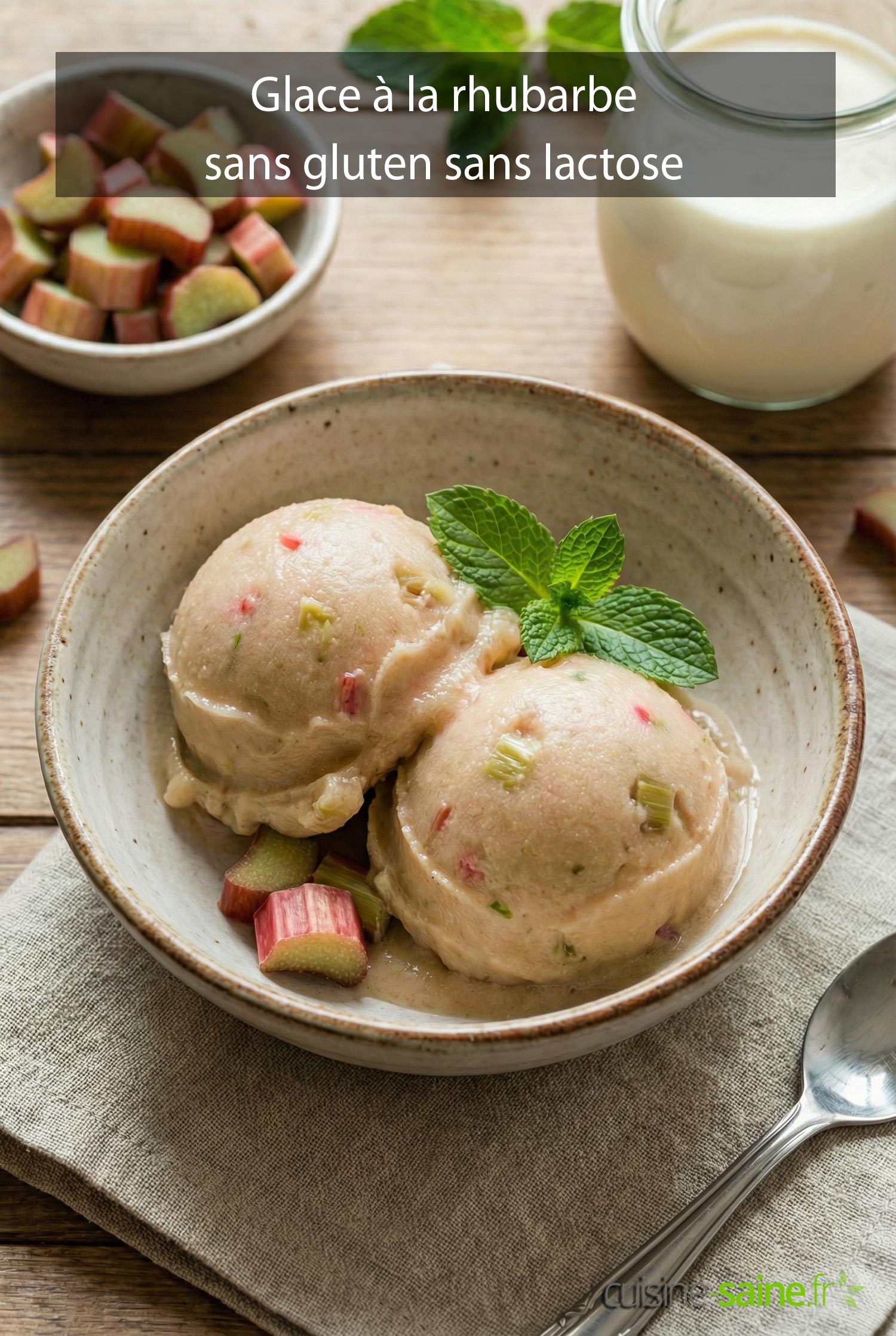 Glace à la rhubarbe sans gluten sans lactose