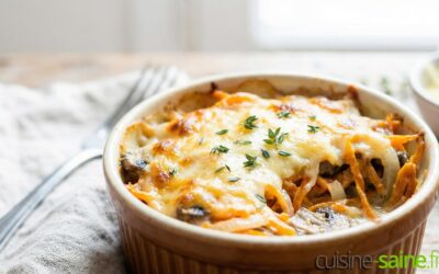 Gratins fondants de carottes et champignons à la tomme de chèvre