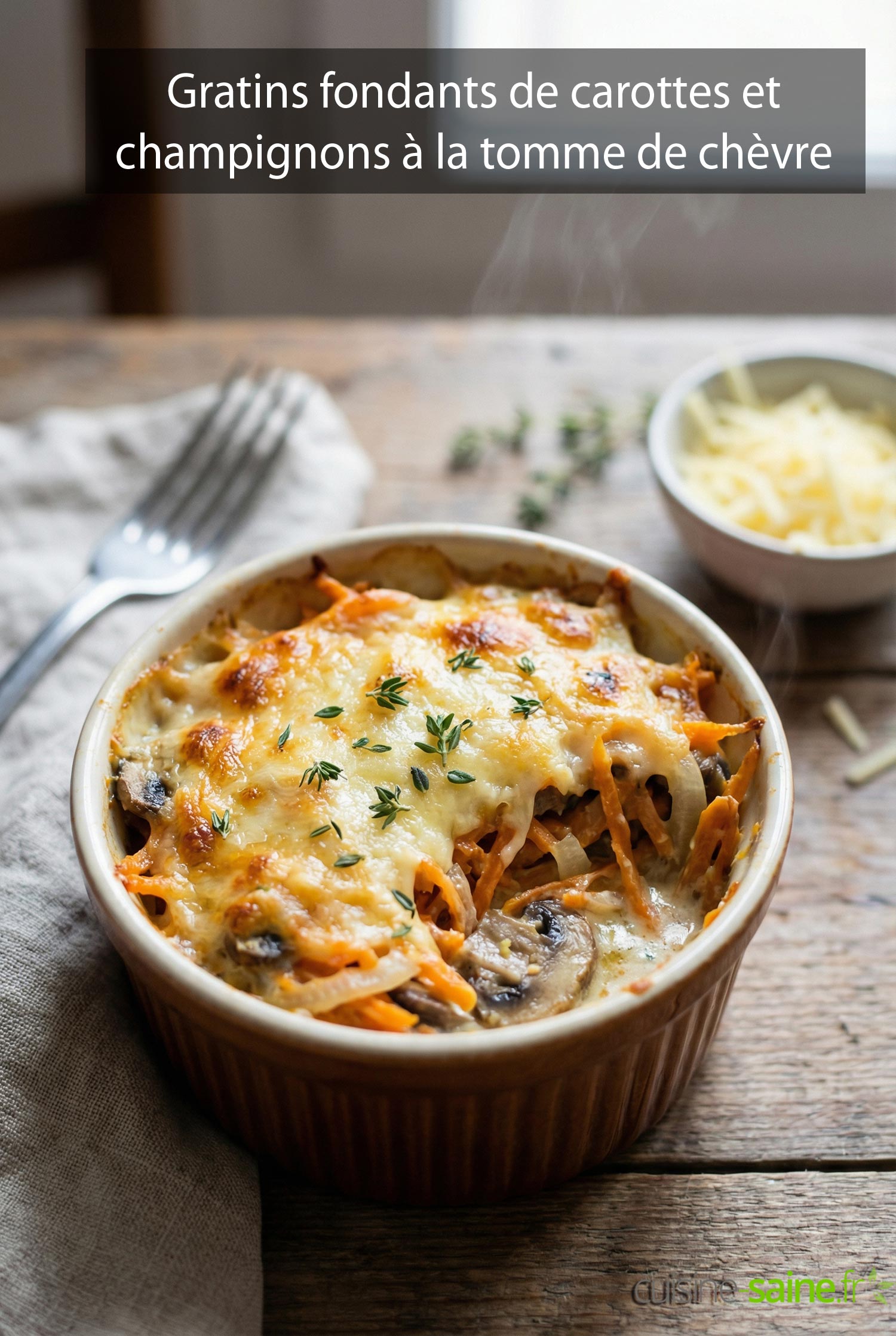 Gratins fondants de carottes et champignons à la tomme de chèvre