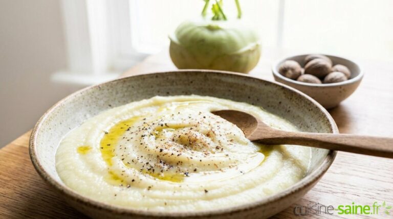 Purée de chou-rave fondante à la noix de muscade
