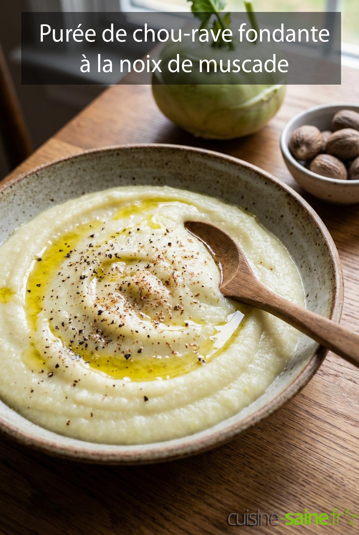 Purée de chou-rave fondante à la noix de muscade