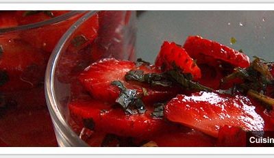 Verrine de fraises au limoncello et menthe