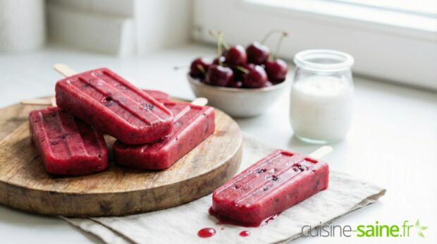 Bâtonnets glacés onctueux cerise et crème de coco