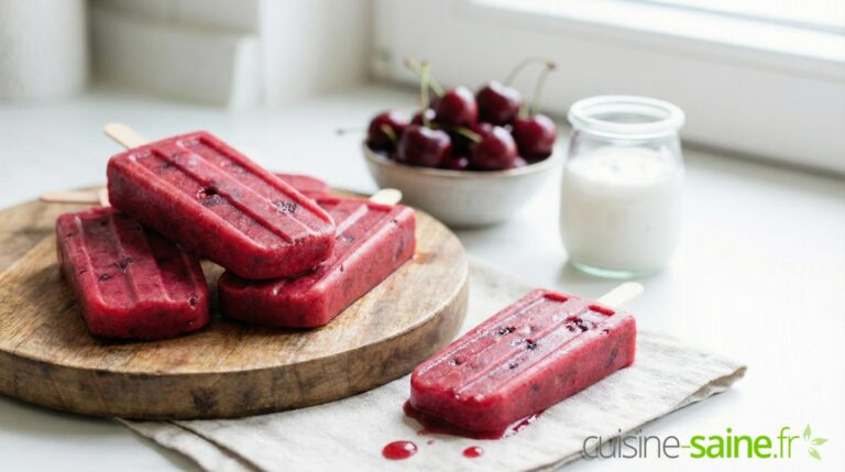 Bâtonnets glacés onctueux cerise et crème de coco