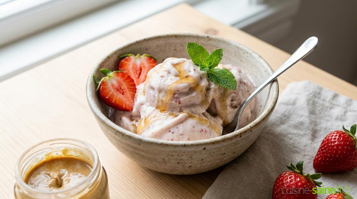 Glace à la fraise sans lactose