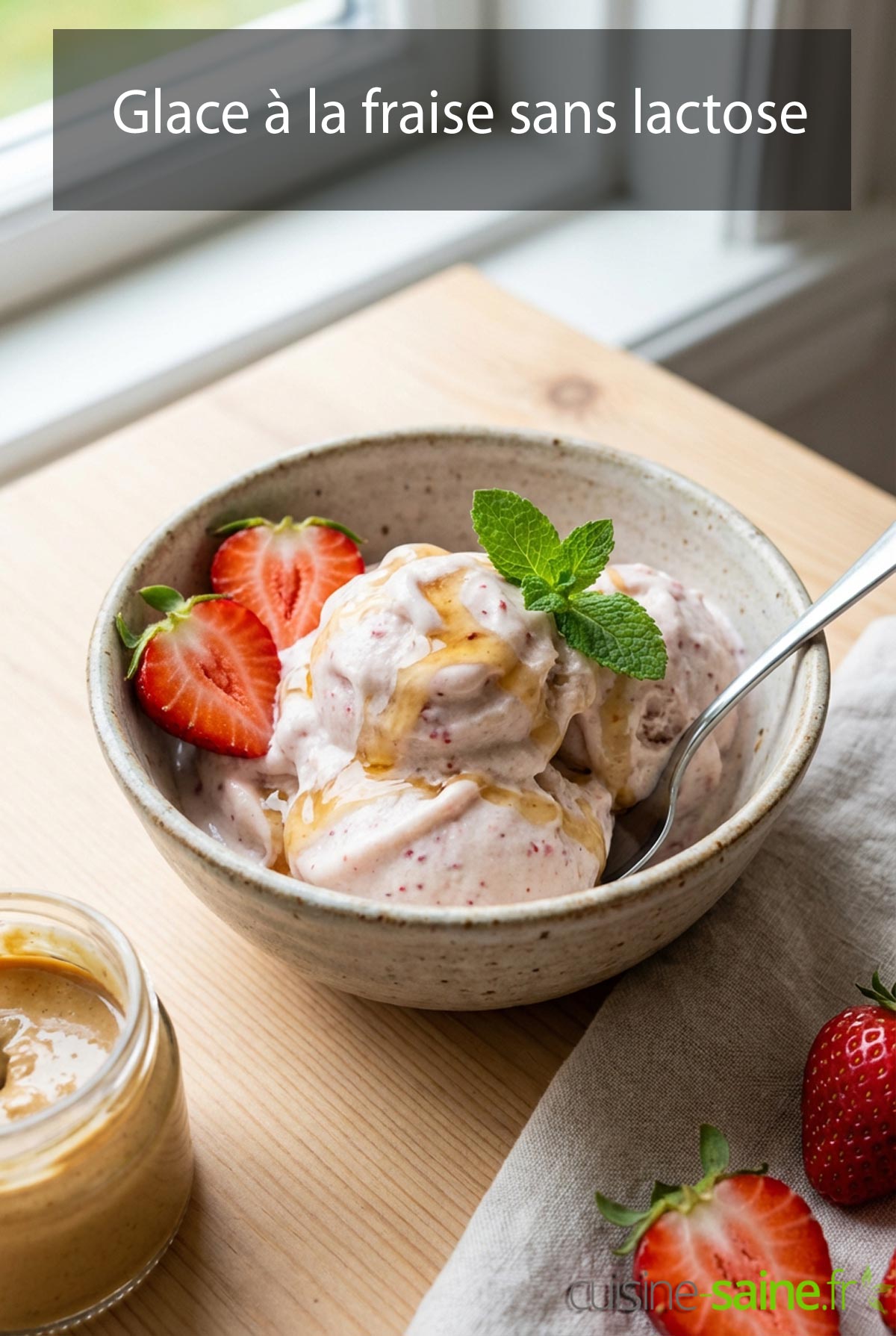 Glace à la fraise sans lactose
