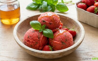 Sorbet à la fraise et au basilic