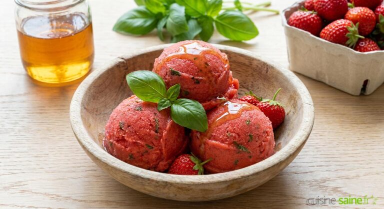 Sorbet à la fraise et au basilic