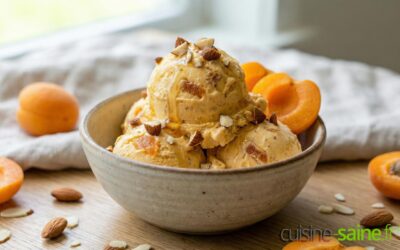 Glace à l’abricot saveur amande sans oeuf, sans lactose