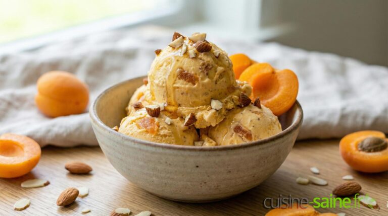 Glace à l'abricot saveur amande sans oeuf, sans lactose