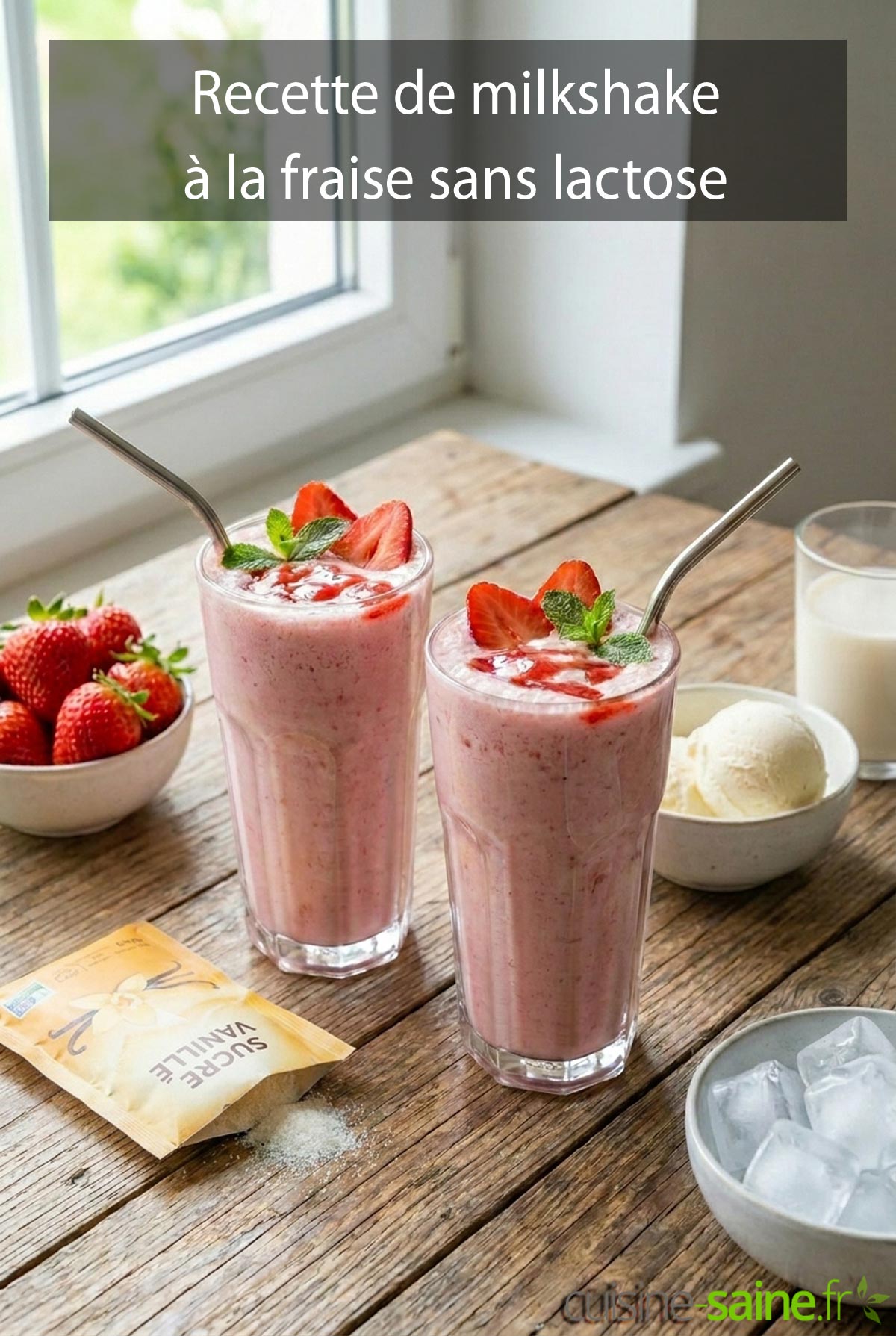 Recette de milkshake à la fraise sans lactose