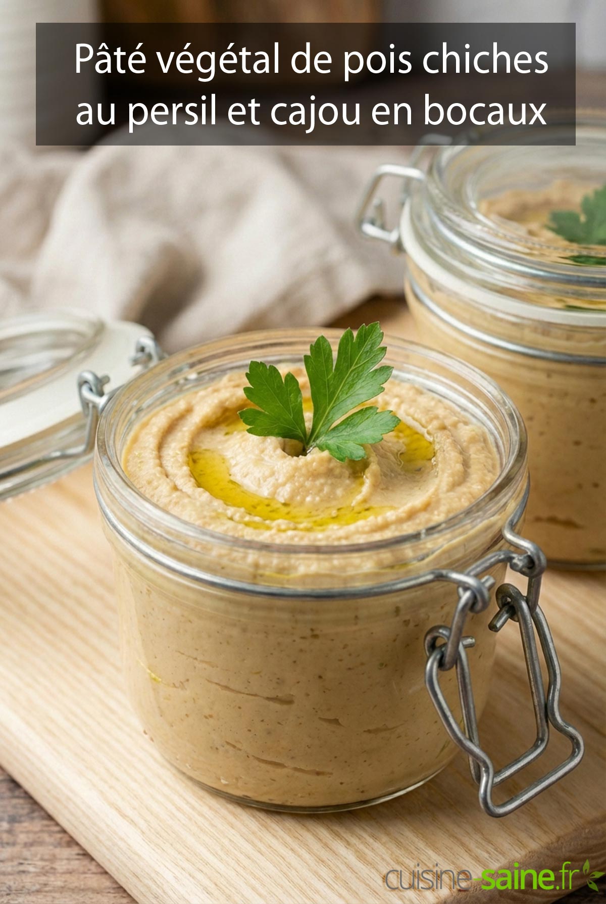 Pâté végétal de pois chiches au persil et cajou en pot