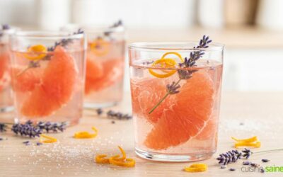 Verrine de pamplemousse rose à la lavande sans gluten ni lactose