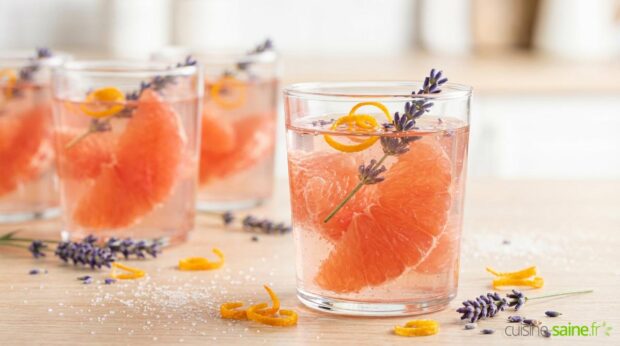 Verrine de pamplemousse à la lavande sans gluten ni lactose