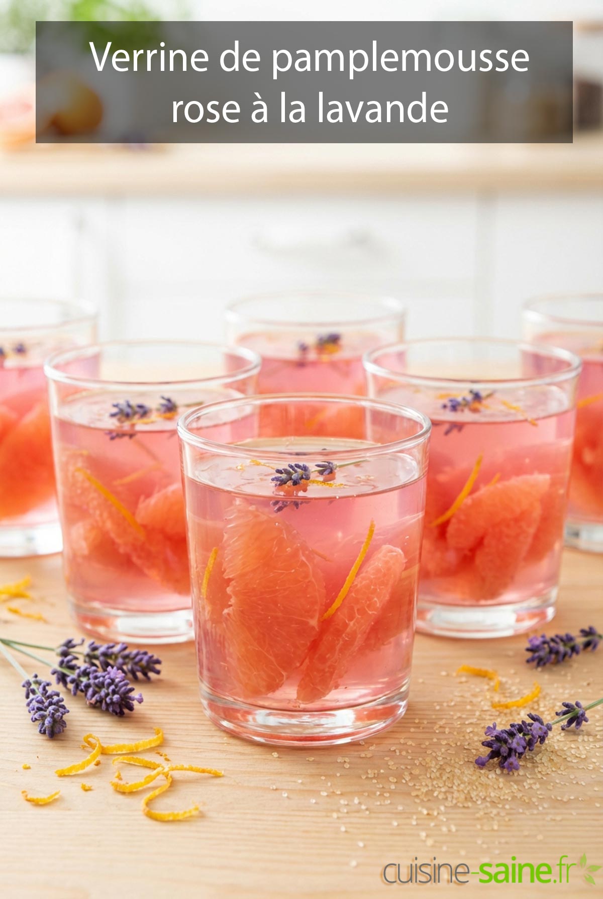 Verrine de pamplemousse à la lavande sans gluten ni lactose