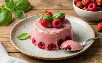 Aspics de fraises et basilic à la framboise sans gluten sans lactose