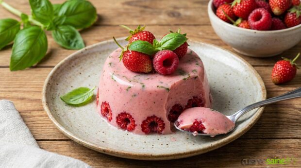 Aspics de fraises et basilic à la framboise sans gluten sans lactose