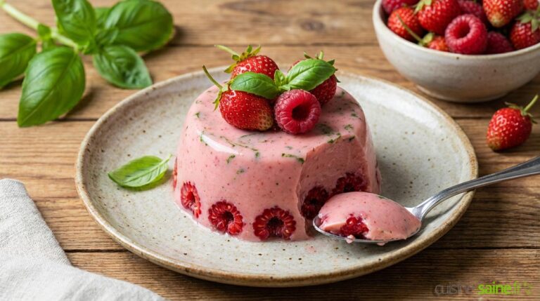 Aspics de fraises et basilic à la framboise sans gluten sans lactose