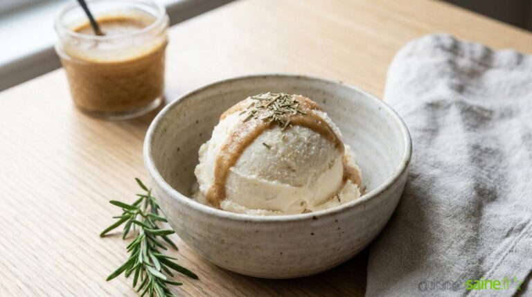 Glace au romarin sans lait, sans œuf