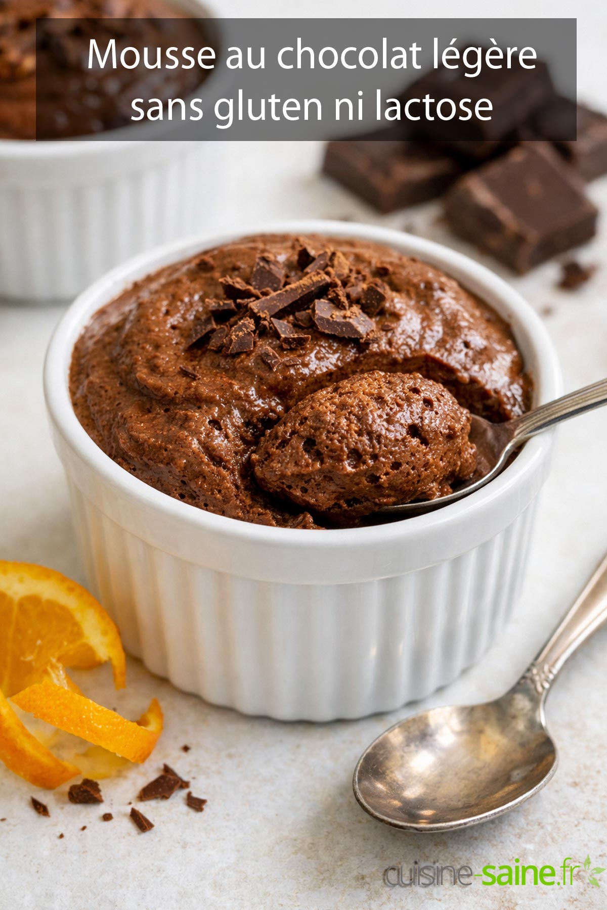 Mousse au chocolat légère sans gluten ni lactose